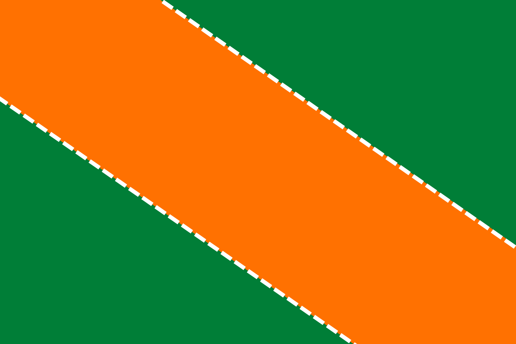 Orange and green colour blocks from the 787B scheme, separated by a broken white line.