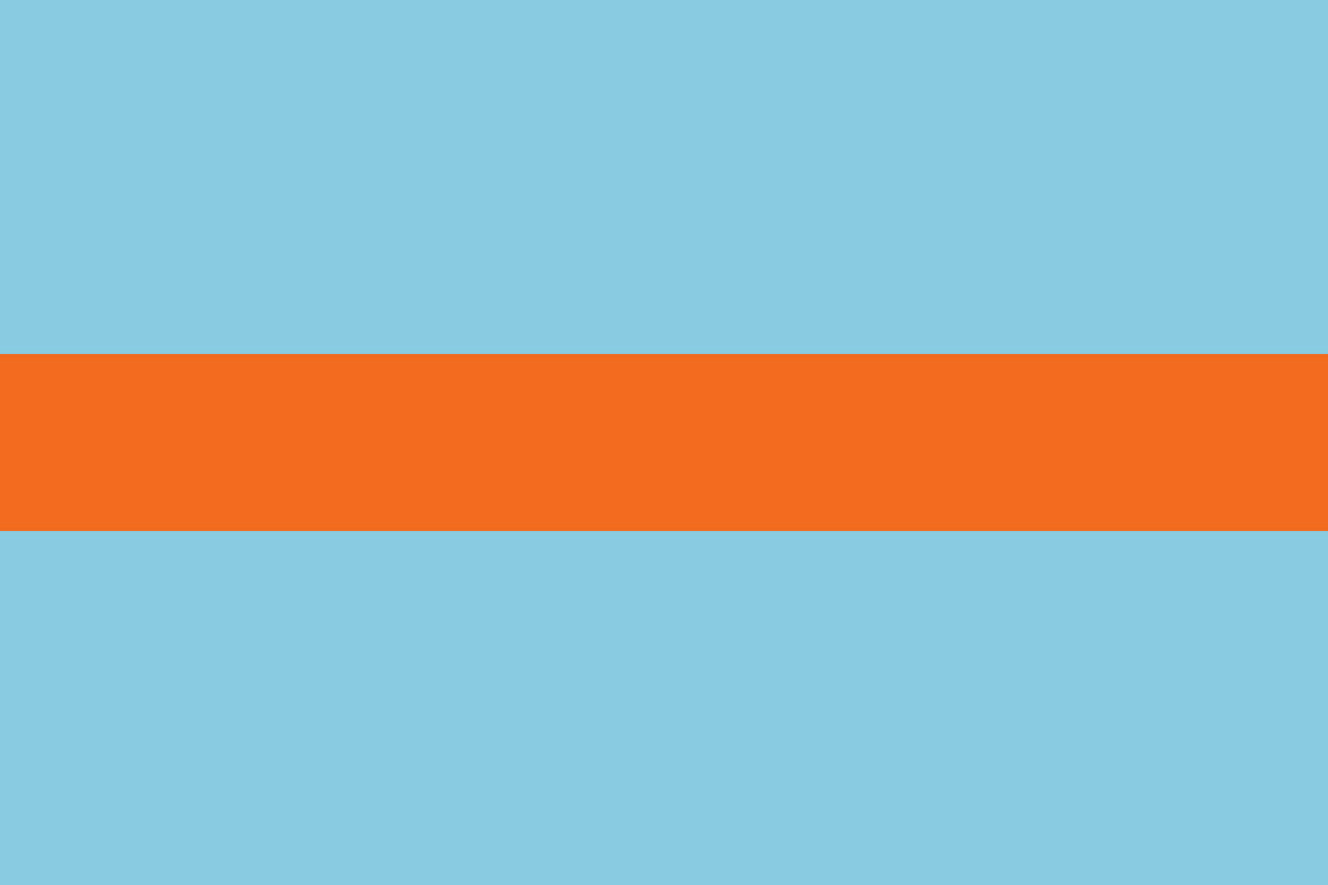 A marigold band through a pale blue field, drawn from the 917K's colours.